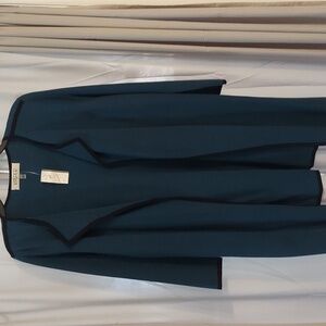NWT Long Open Front Blue/Back Sweater